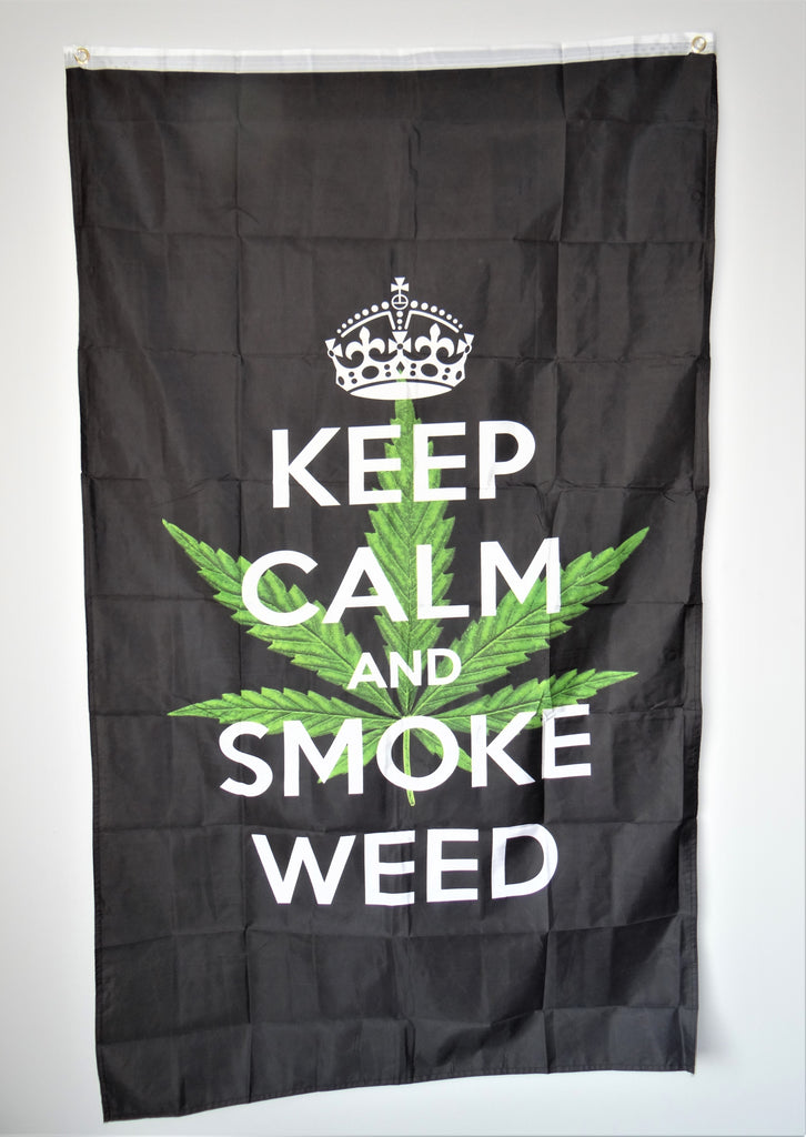 Keep Calm And Smoke Weed Black 3'x5' Flag